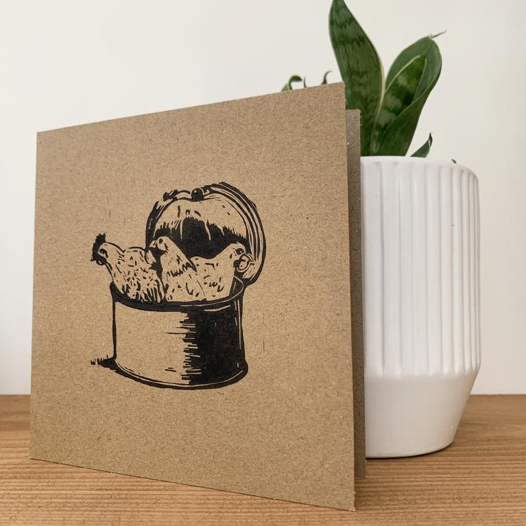 Affiche linogravure poule consommation vegan