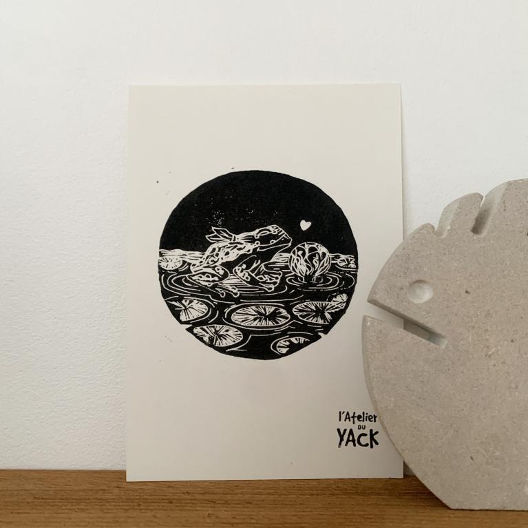 Affiche linogravure grenouille prince charmant