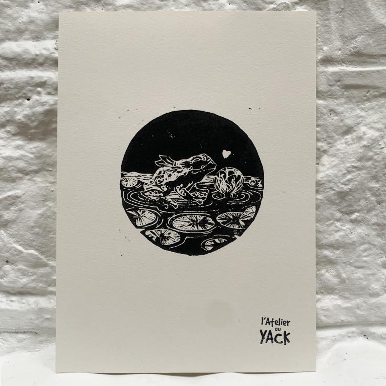 Affiche linogravure grenouille prince charmant